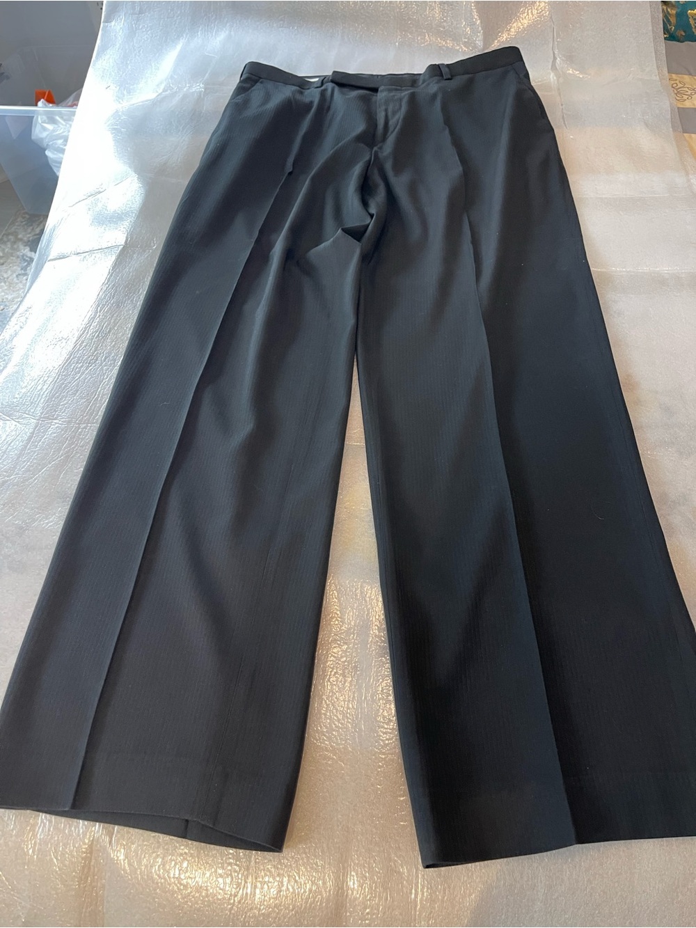 Perry Ellis Black Men’s Dress Pants With Sutle Stripe - Straight Leg 34x32